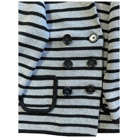 LOFT XS Petite striped double-breasted knit jacket gray black stripe blazer - Picture 7 of 8
